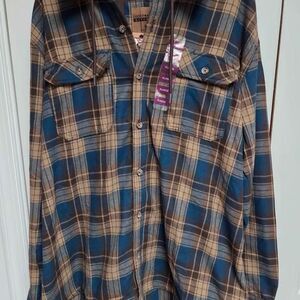 Lucky Brand Workwear Men's XL Hooded Flannel Shirt new with tags